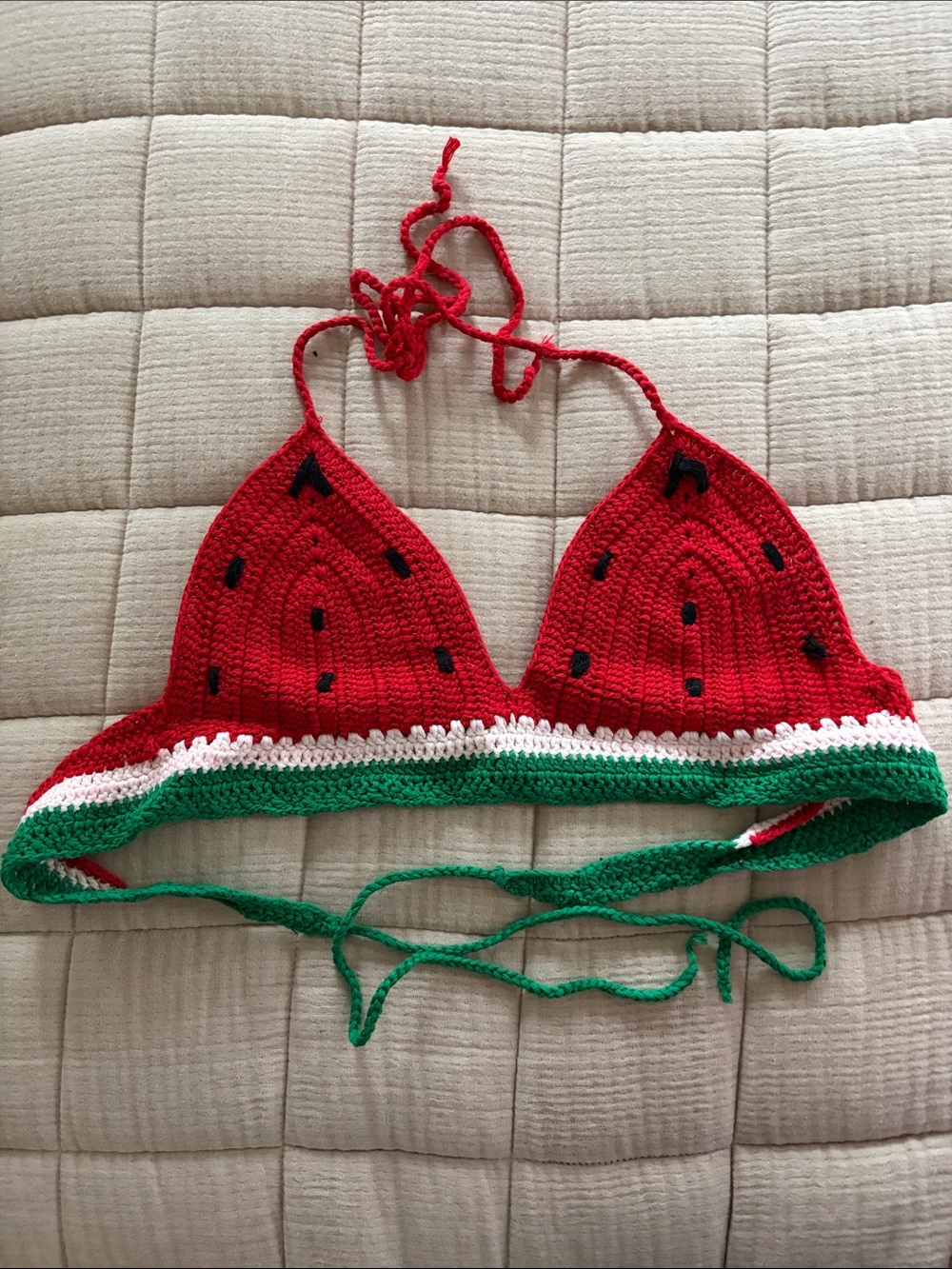 Handmade Red Watermelon Crochet Bralette